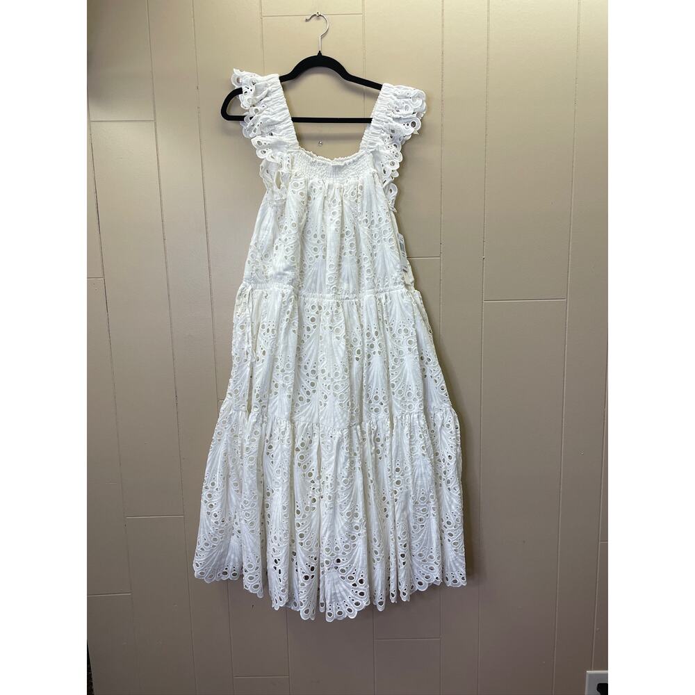 Charina Sarte L20910 Women's L'Amour Eyelet Flutter-Sleeve Midi Dress Size L New